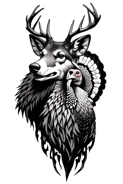 deer, coyote, turkey, grim reaper tattoo design idea