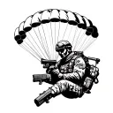parachuting freefall special forces soldier holding a glock 17 tattoo design idea