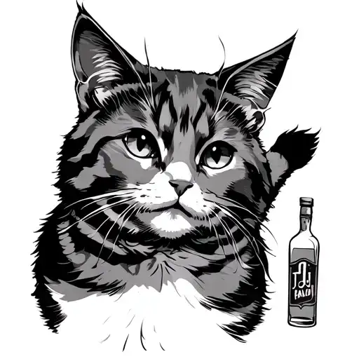 TJ, cat, spicy, alcohol, anime.  tattoo design idea