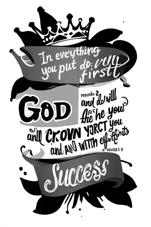 Proverbs 3:6 "In everything you do, put God first, and he will direct you and crown your efforts with success" tattoo design idea