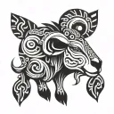 sheep with wolf teeth tattoo design idea