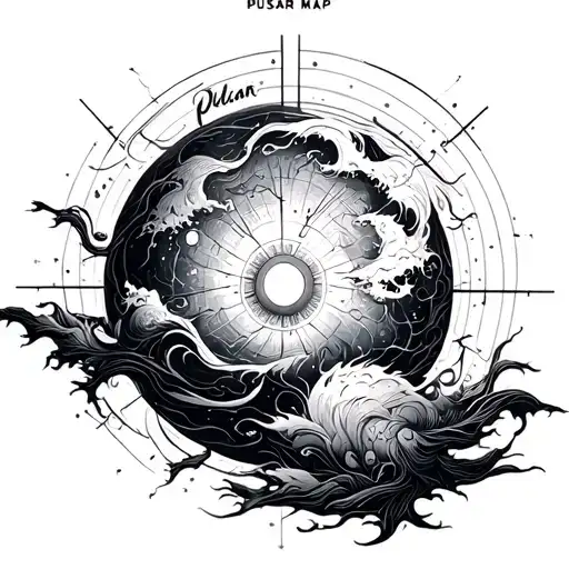 Pulsar Map line work tattoo design idea