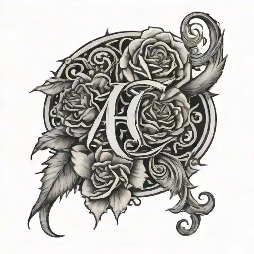 tattoo with my kids initials of ASC and AEC tattoo design idea