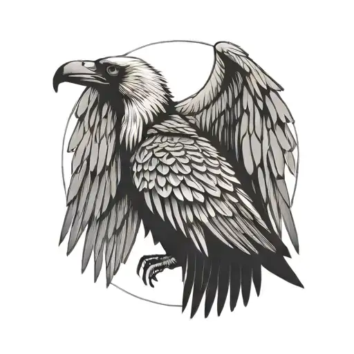 vulture profile wings in front tattoo design idea