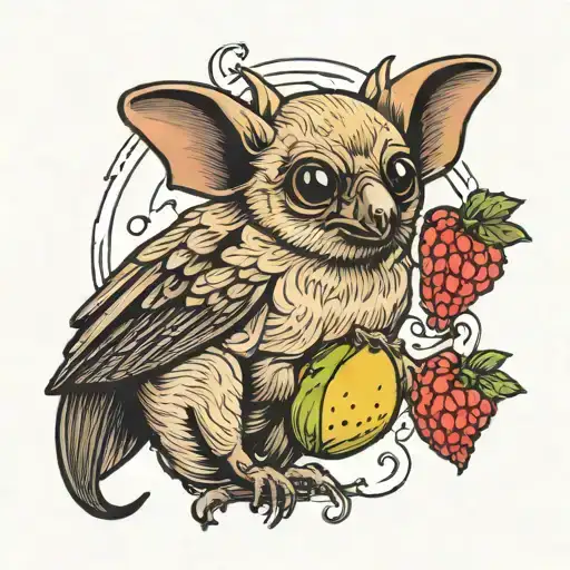 tube nosed fruit bat surrounded tattoo design idea