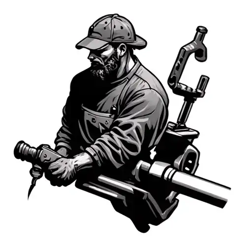 metal worker machinist tattoo design idea