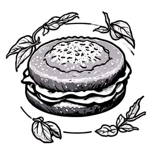 food symbolizing overeating tattoo design idea