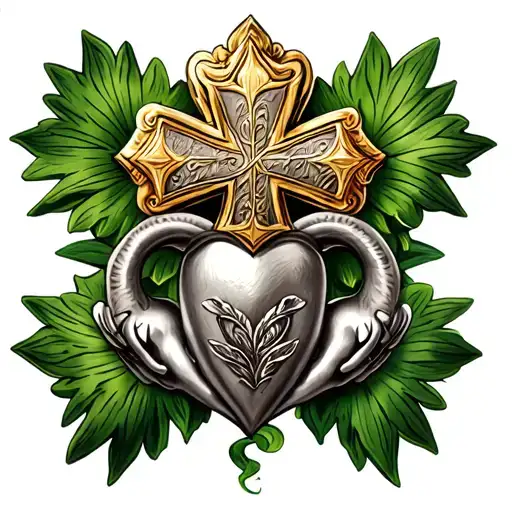cross Irish Claddagh symbol tattoo design idea
