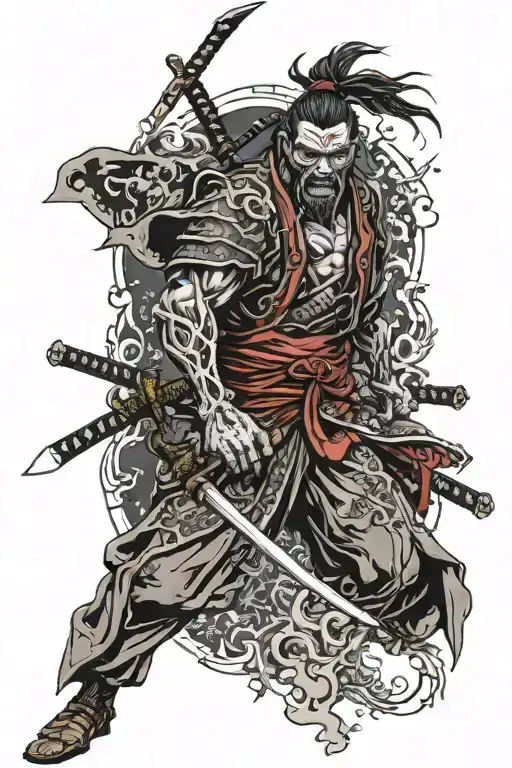 Zombie samurai tattoo design idea
