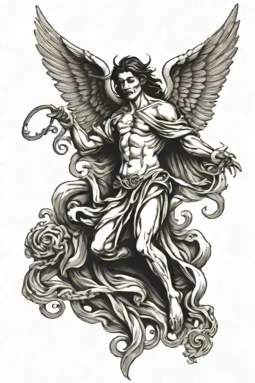 lucifer falling angel tattoo design idea