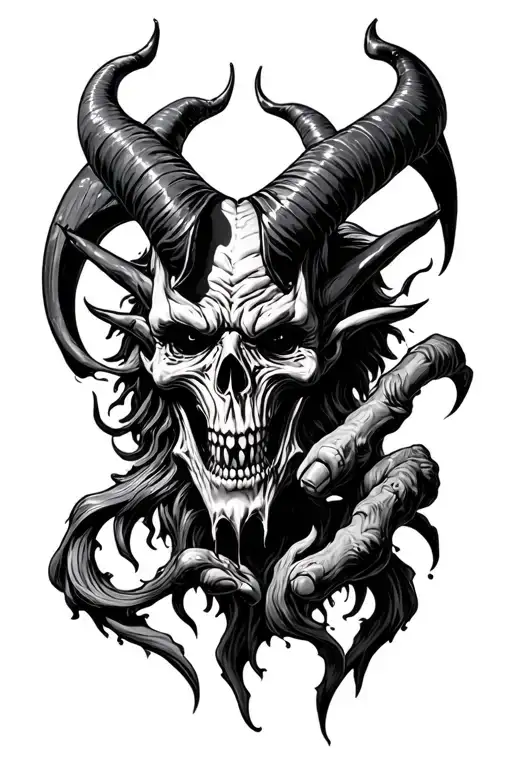 satan hell alcohol tattoo design idea