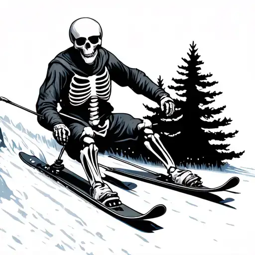 skiing skeleton tattoo design idea