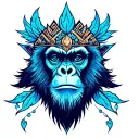 blue monkey shaman slavic tradition tattoo design idea