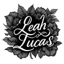 the words, Leah over Lucas in cursive writing tattoo design idea