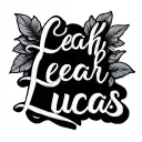 the words, Leah over Lucas in cursive writing tattoo design idea