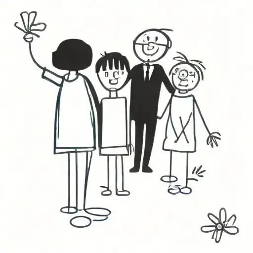 Childrens artwork of family tattoo design idea