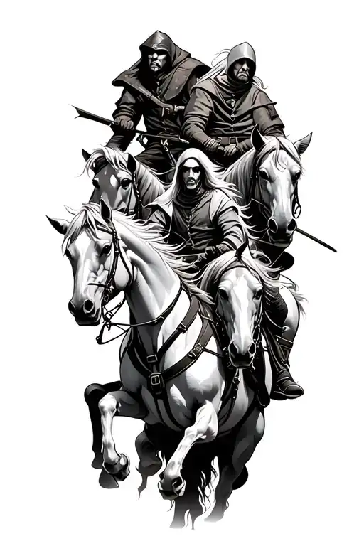 4 horsemen of the apocalypse riders tattoo design idea