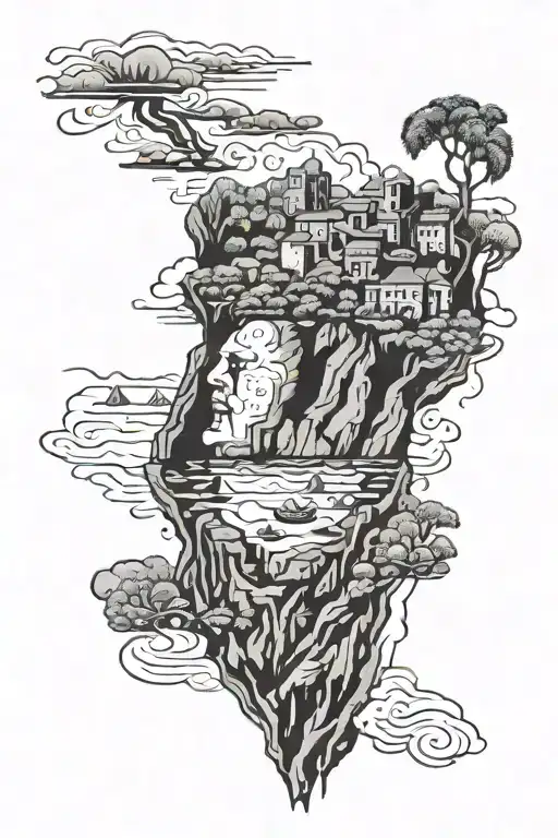 island of Corsica with the Corsican head and dates of birth in the middle tattoo design idea