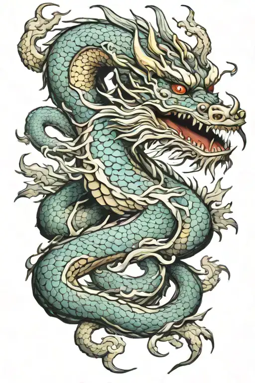 Water Chinese dragon tattoo design idea