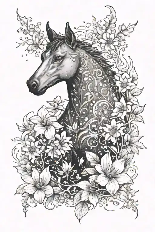 Kelpie in flowers tattoo design idea