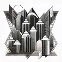 art deco skyscraper tattoo design idea