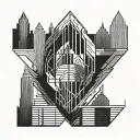 art deco skyscraper tattoo design idea