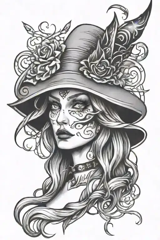 hot witch tattoo design idea