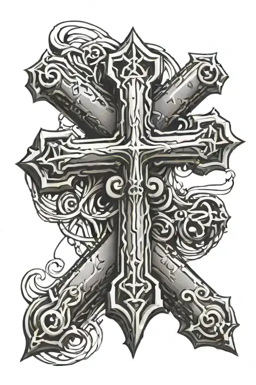 cross made from nails tattoo design idea