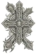 cross made from nails tattoo design idea