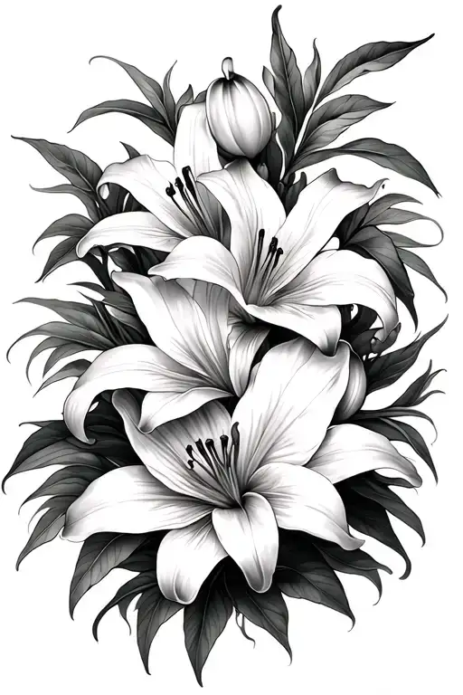 lilies and pomegranate tattoo design idea