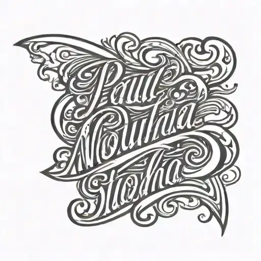 cursive writing saying "Paul Nouha Simone" tattoo design idea