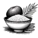 mango sticky rice bowl tattoo design idea