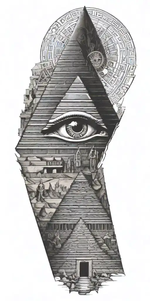 egyptian pyramid include the eye with trr of life tattoo design idea