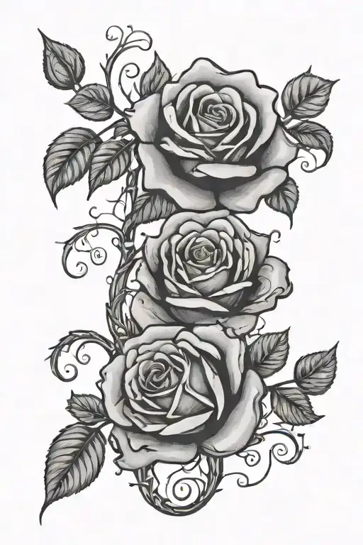 two roses intertwined in vines  tattoo design idea
