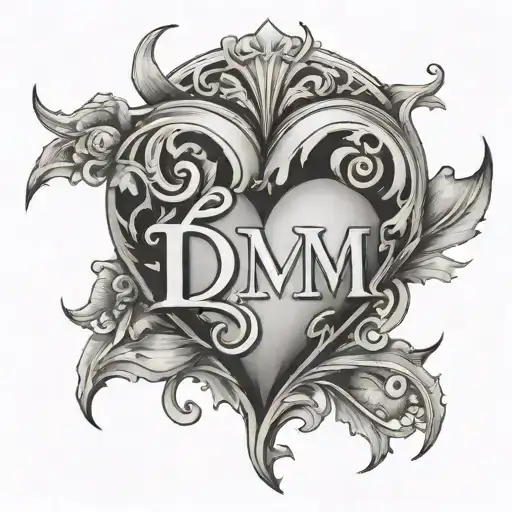heart with the initials D and M inside of it tattoo design idea
