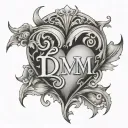 heart with the initials D and M inside of it tattoo design idea