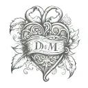 heart with the initials D and M inside of it tattoo design idea