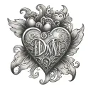 heart with the initials D and M inside of it tattoo design idea