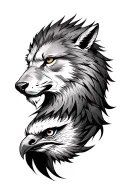 lion head, wolf head and eagle head tattoo design idea