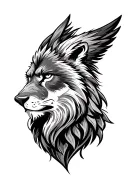 lion head, wolf head and eagle head tattoo design idea