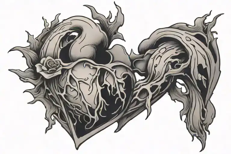 broken heart tattoo design idea