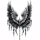 Wings tattoo with vertical spines tattoo design idea