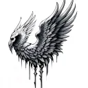 Wings tattoo with vertical spines tattoo design idea