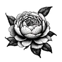 Round peony shoulder tattoo design idea
