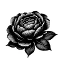 Round peony shoulder tattoo design idea