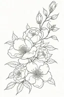 vine with peony and larkspur flowers intertwined tattoo design idea