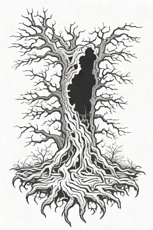 grave tree death and front tattoo design idea