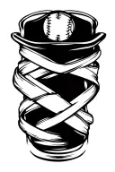 CBOW with baseball laces wrapped round tattoo design idea