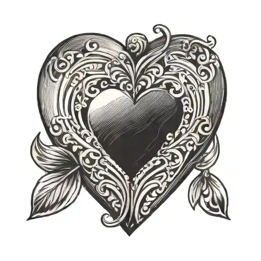 Mexican 60's vintage heart locket minimalist thin lines tattoo design idea