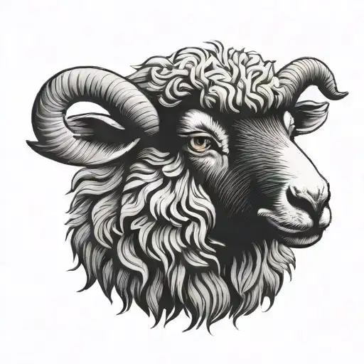 cute black sheep tattoo design idea